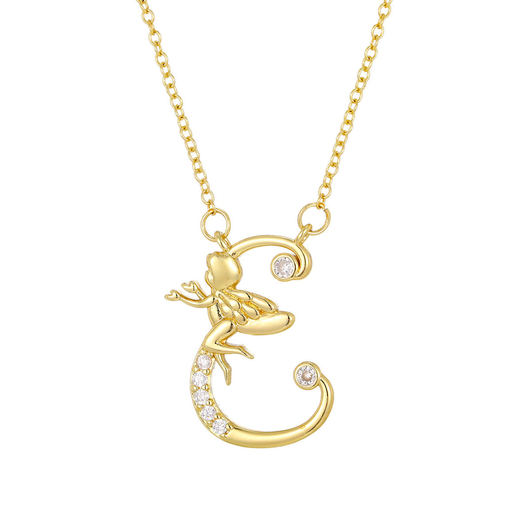 Personalized CZ Angel Initial Necklace for Girls