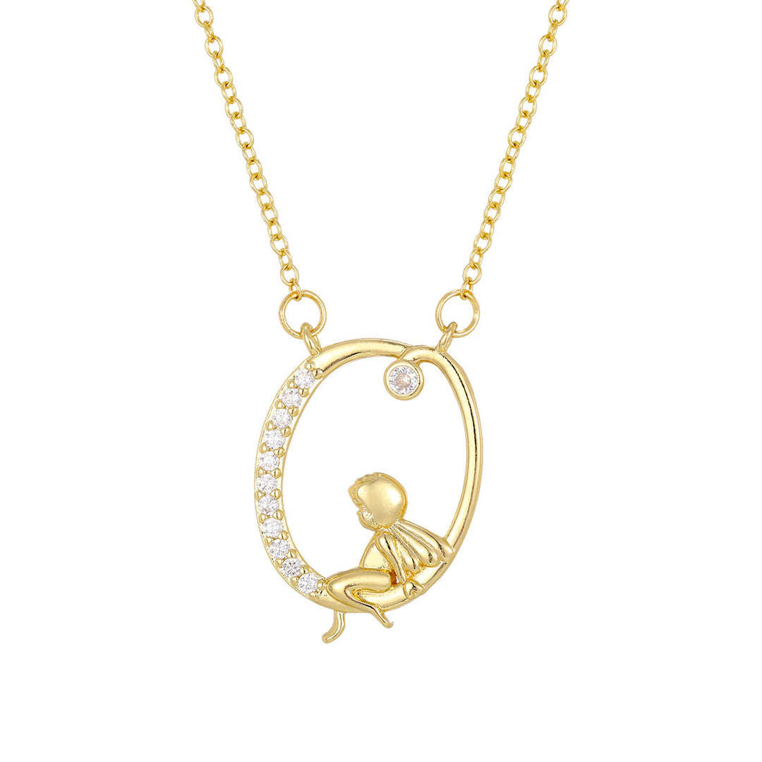 Personalized CZ Angel Initial Necklace for Girls