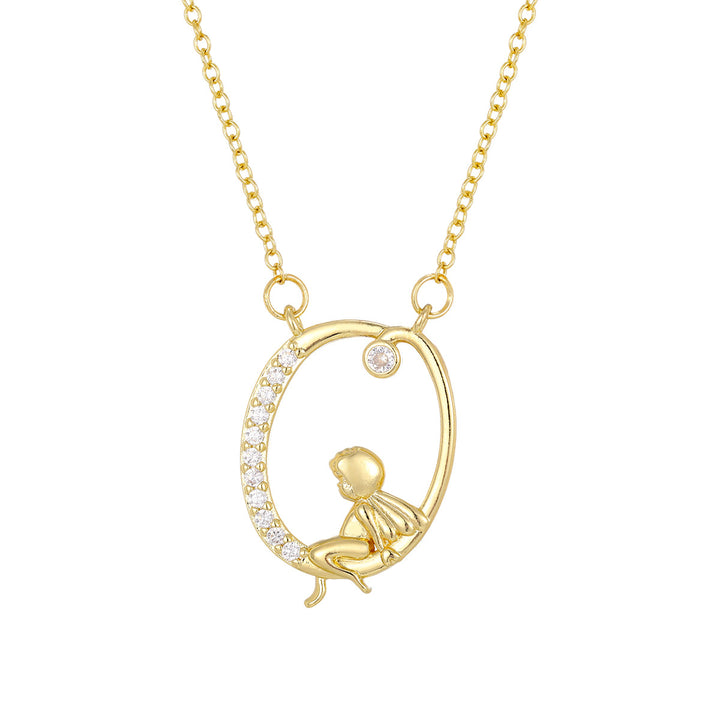 Personalized CZ Angel Initial Necklace for Girls