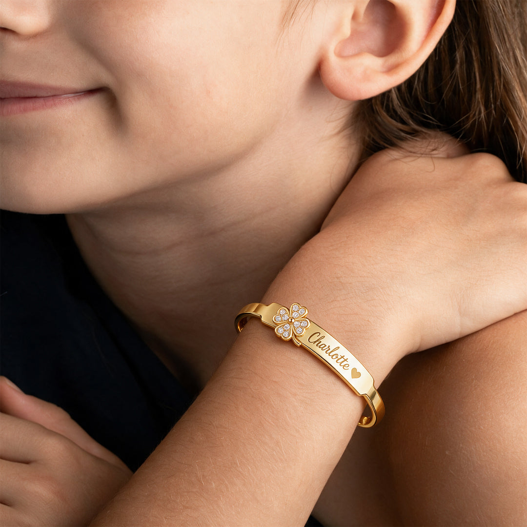 Personalized Crystal Charm Name Cuff Bracelet