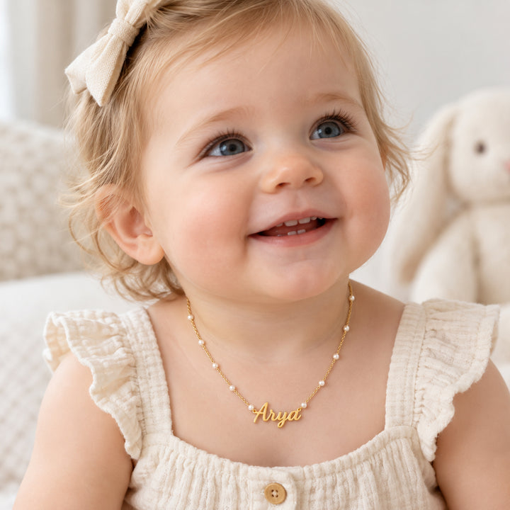 Personalized Dainty Pearl Name Bracelet for Baby