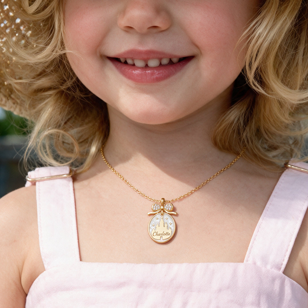 Personalized Fairy Tale Castle Name Pendant Necklace