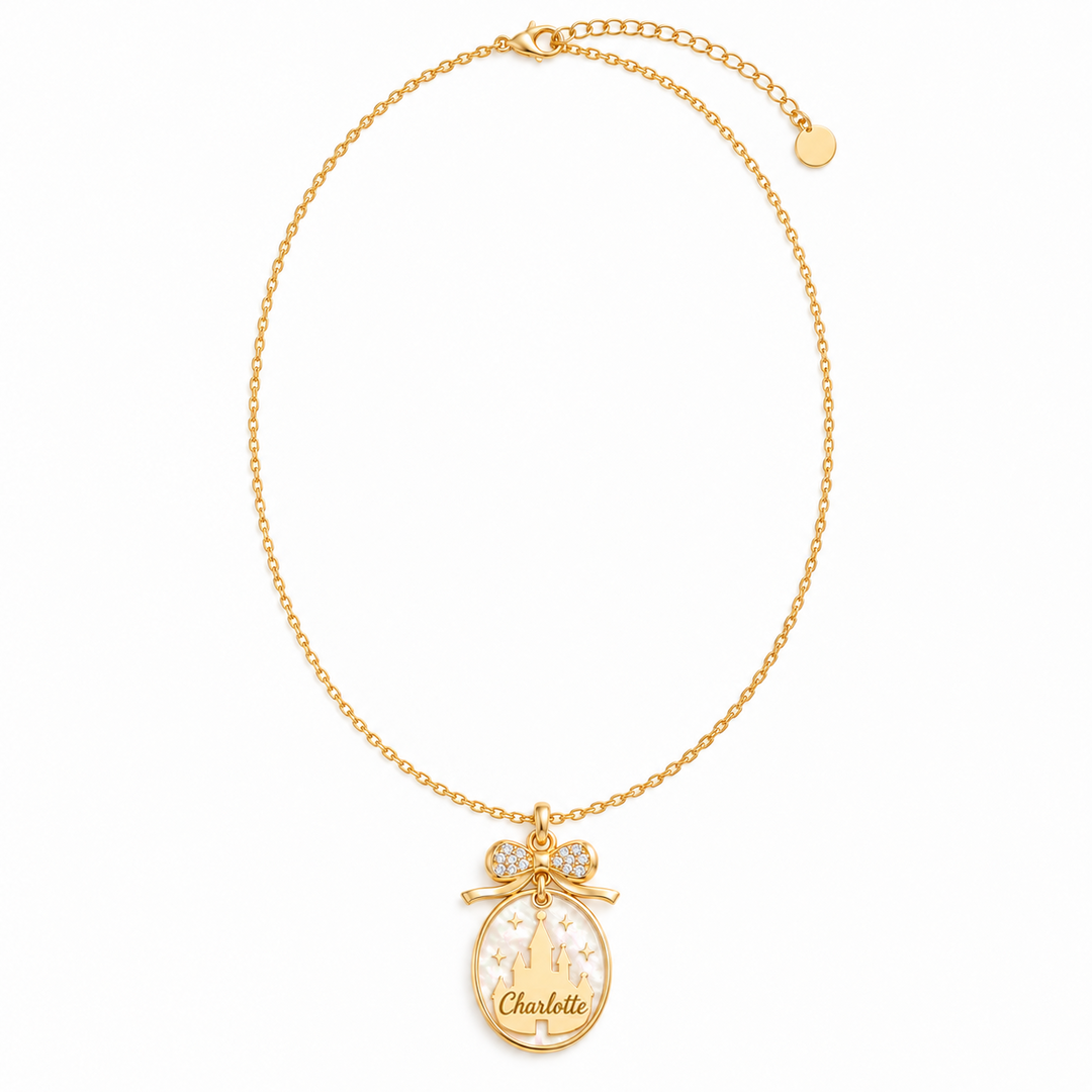 Personalized Fairy Tale Castle Name Pendant Necklace