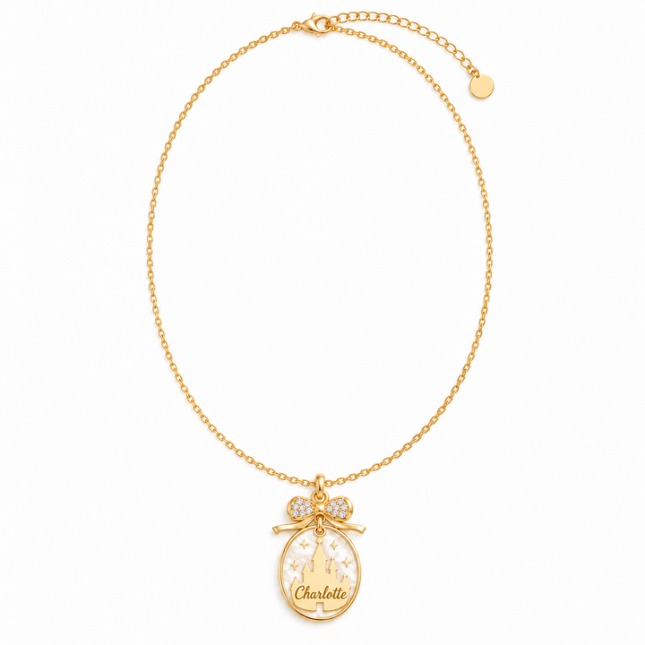 Personalized Fairy Tale Castle Name Pendant Necklace