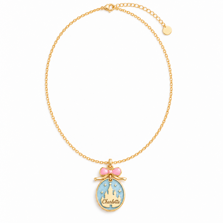 Personalized Fairy Tale Castle Name Pendant Necklace