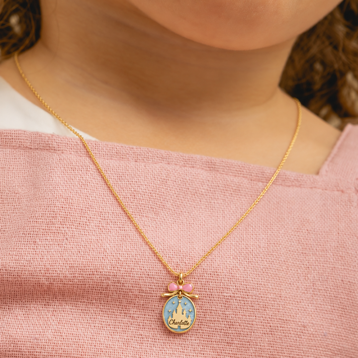 Personalized Fairy Tale Castle Name Pendant Necklace