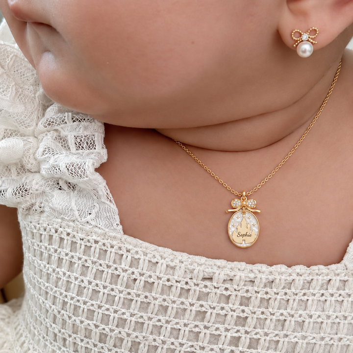 Personalized Fairy Tale Castle Name Pendant Necklace