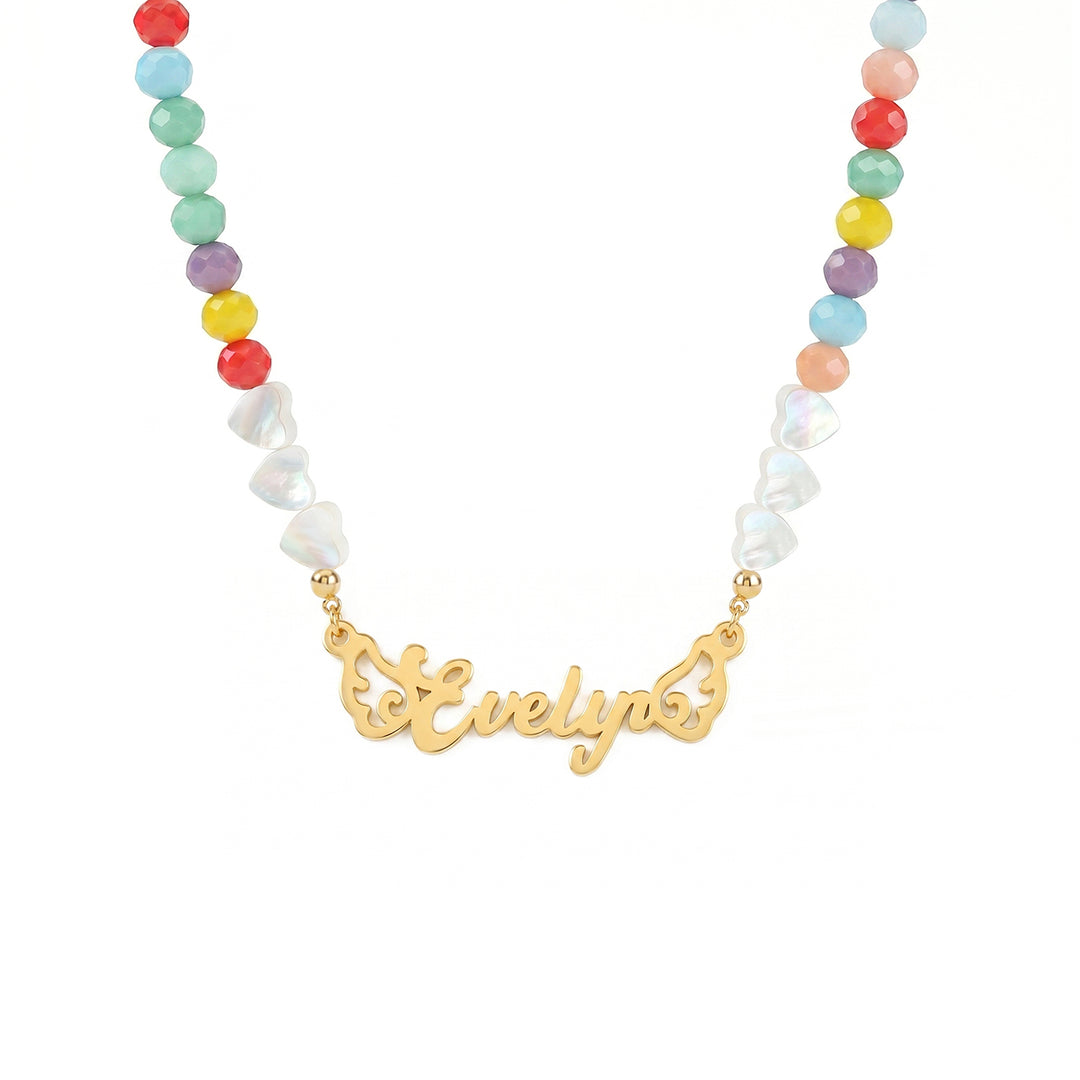Personalized Girl Name Necklace with Angel Wings