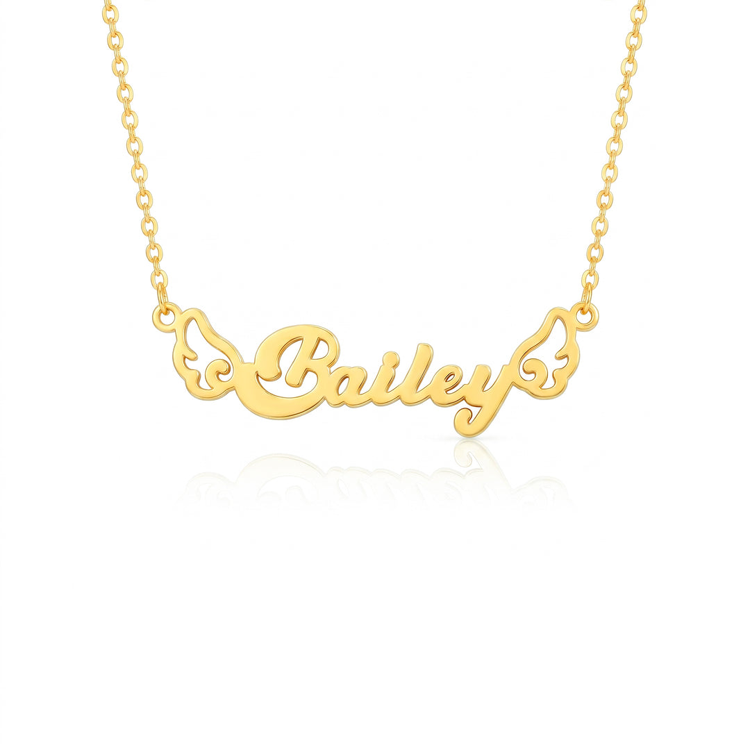 Personalized Girl Name Necklace with Angel Wings