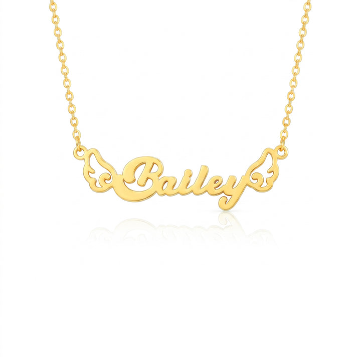 Personalized Girl Name Necklace with Angel Wings