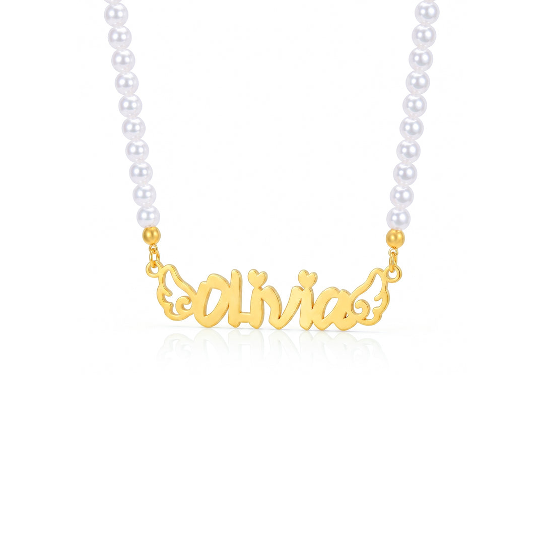 Personalized Girl Name Necklace with Angel Wings