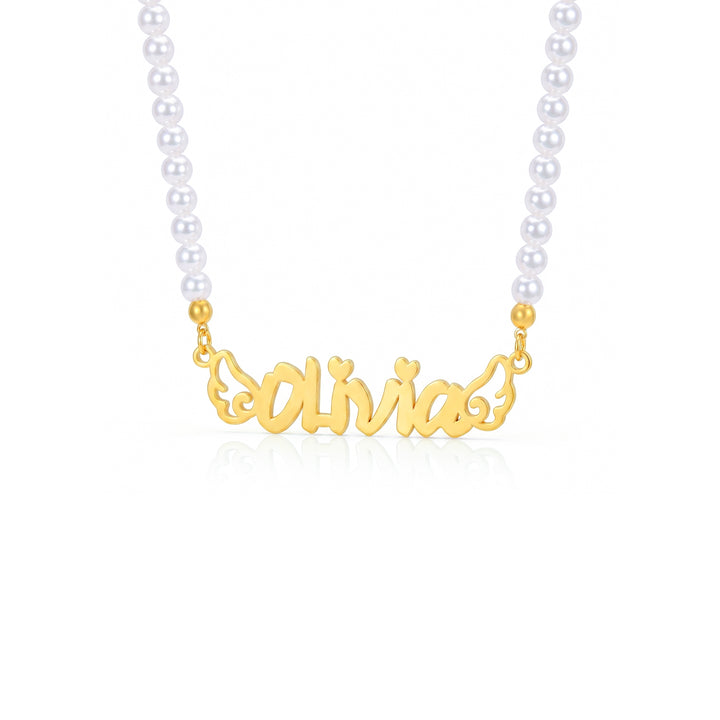 Personalized Girl Name Necklace with Angel Wings