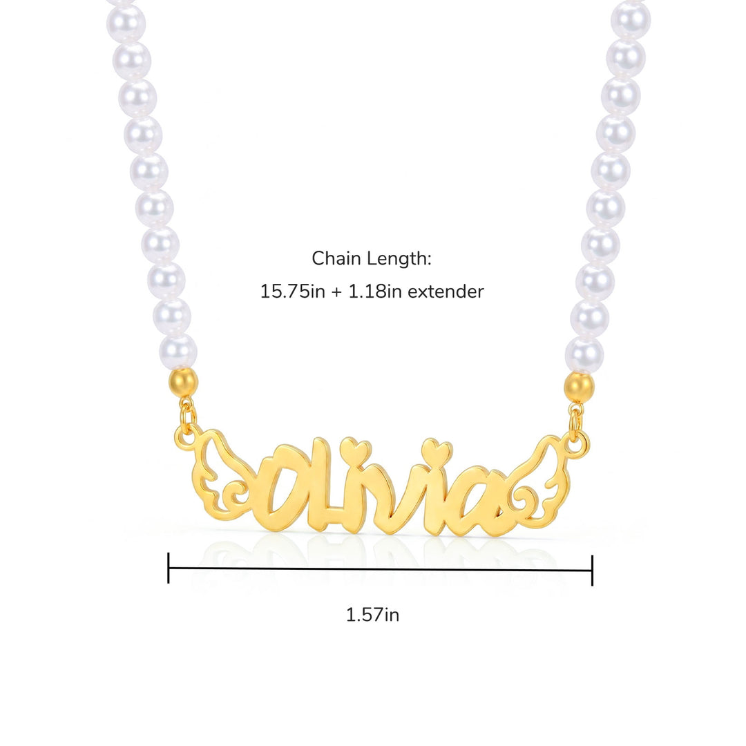 Personalized Girl Name Necklace with Angel Wings