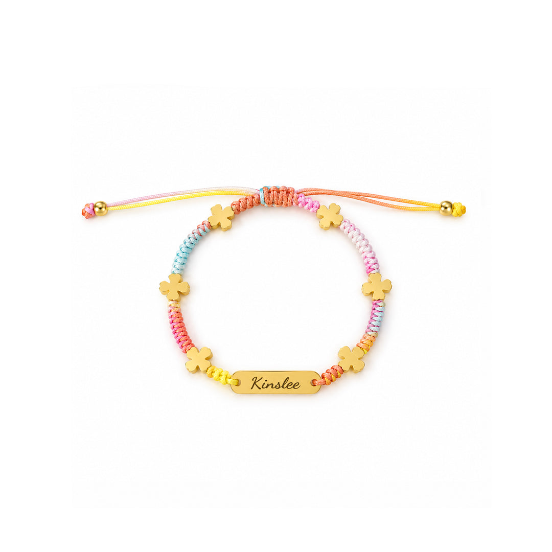 Personalized Girls Name Anklet with Colorful Braided Cord & Charm