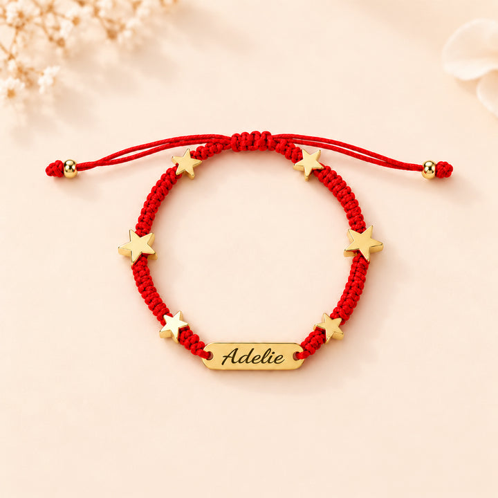 Personalized Girls Name Anklet with Colorful Braided Cord & Charm