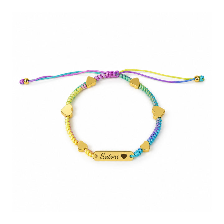 Personalized Girls Name Anklet with Colorful Braided Cord & Charm
