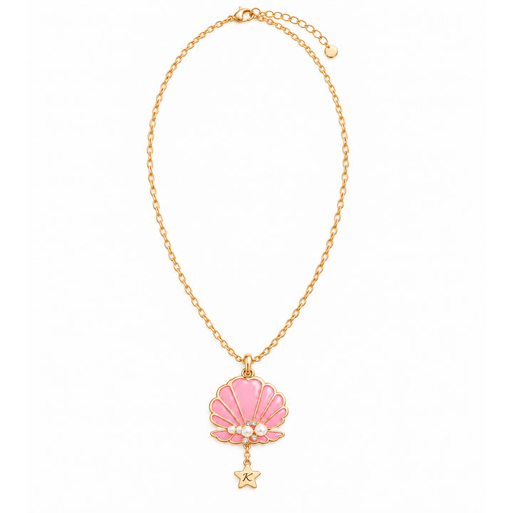 Personalized Girls Seashell Necklace with Initial Star Pendant