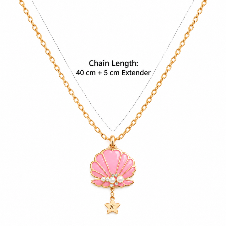 Personalized Girls Seashell Necklace with Initial Star Pendant