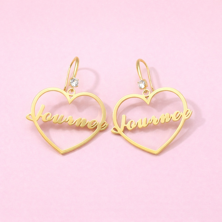 Personalized Heart Name Earrings