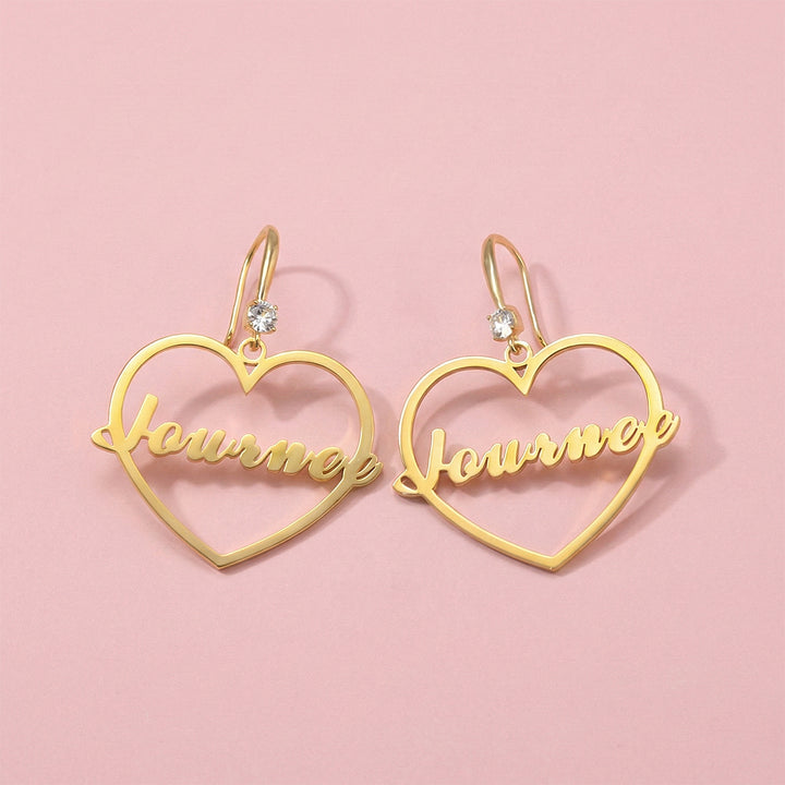 Personalized Heart Name Earrings