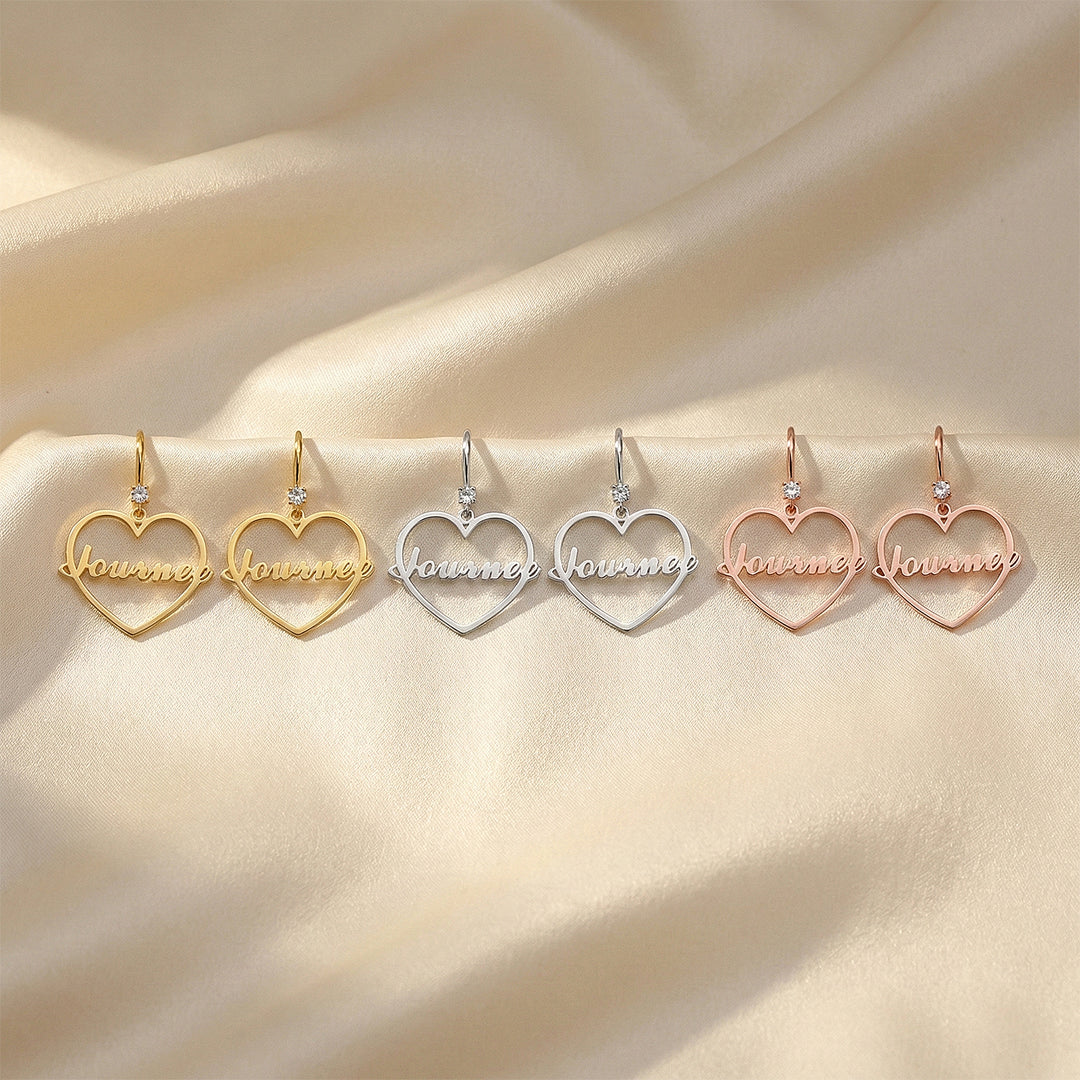Personalized Heart Name Earrings