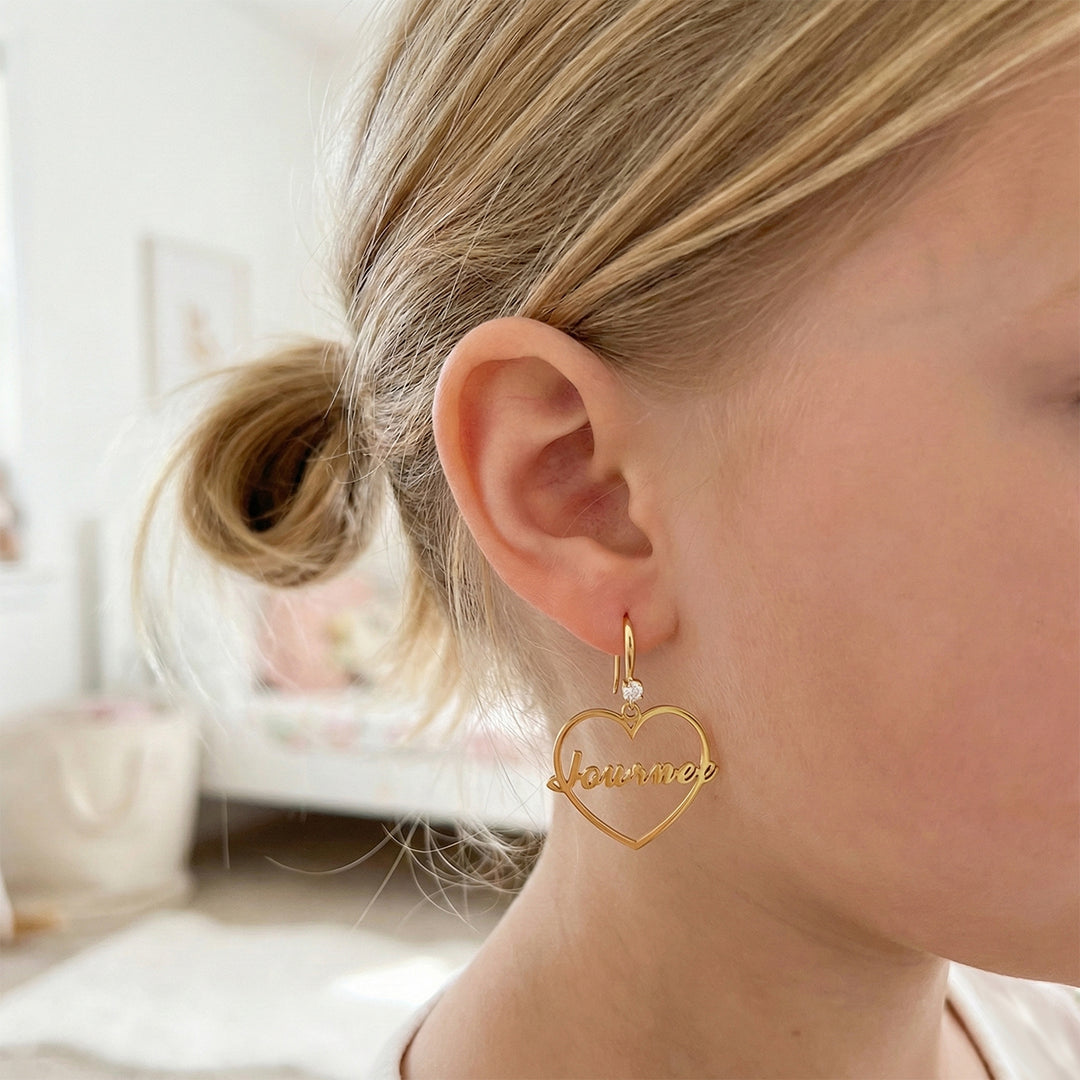Personalized Heart Name Earrings