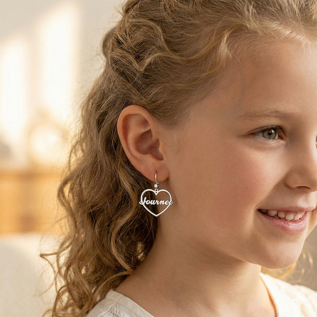 Personalized Heart Name Earrings