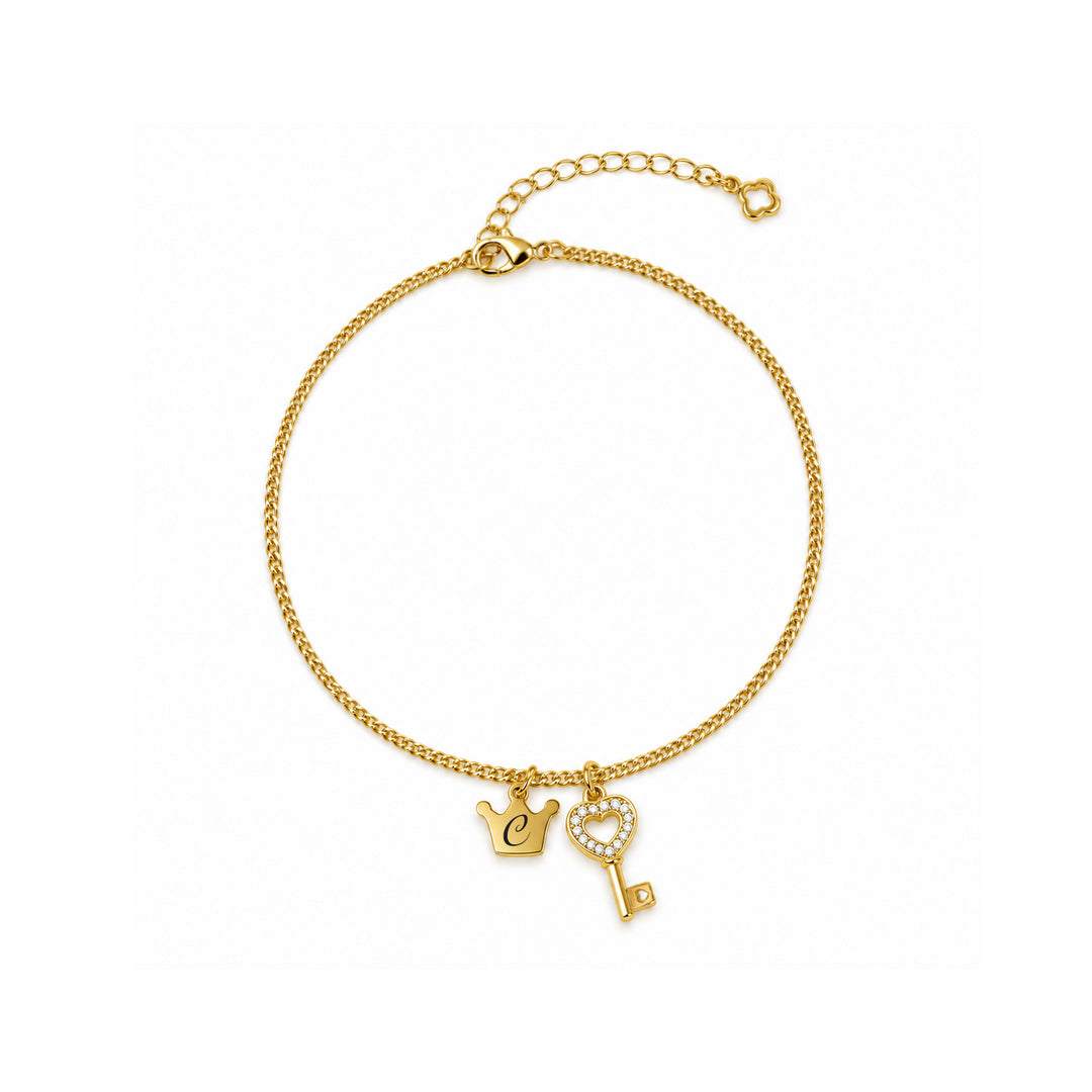 Personalized Initial Charm Anklet for Girls Kids Ankle Bracelet