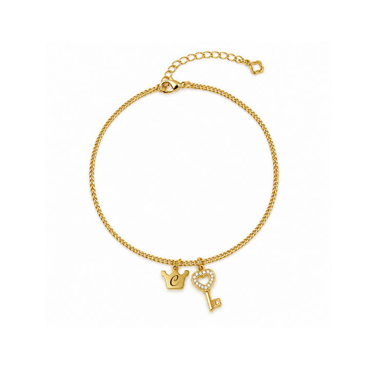 Personalized Initial Charm Anklet for Girls Kids Ankle Bracelet