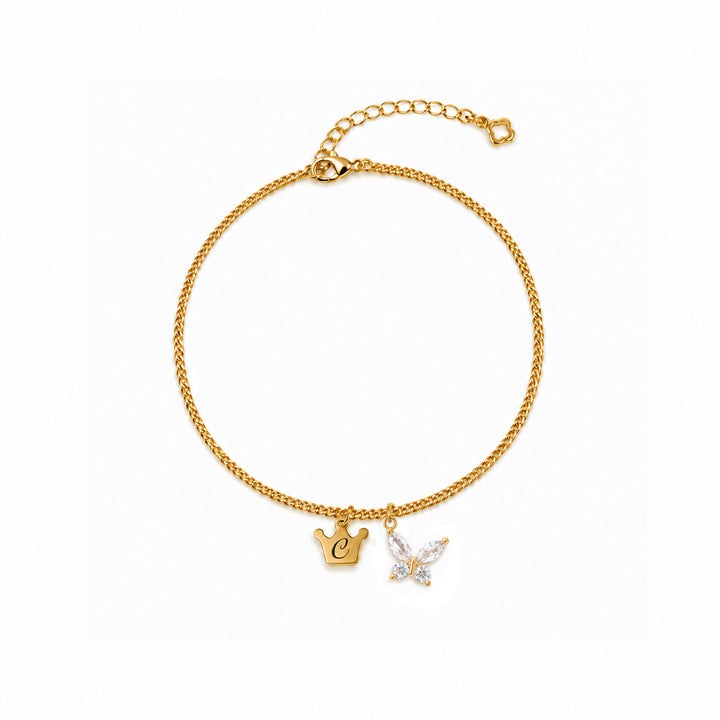Personalized Initial Charm Anklet for Girls Kids Ankle Bracelet