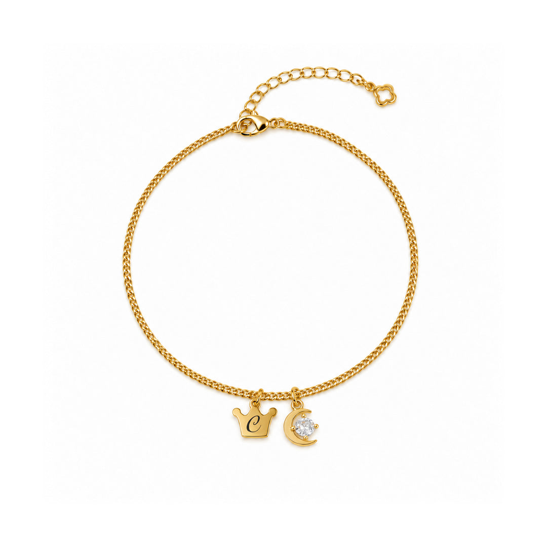 Personalized Initial Charm Anklet for Girls Kids Ankle Bracelet