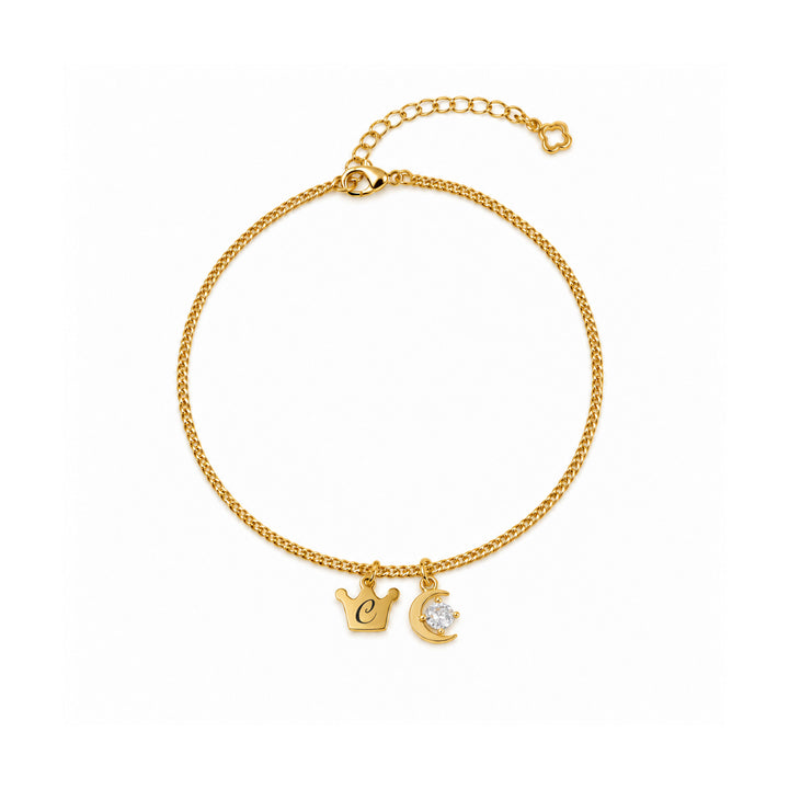 Personalized Initial Charm Anklet for Girls Kids Ankle Bracelet