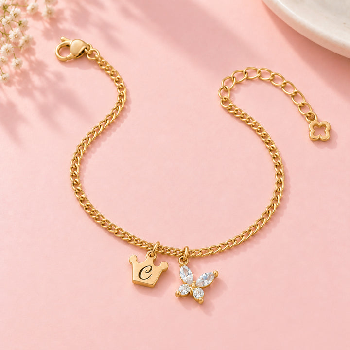 Personalized Initial Charm Anklet for Girls Kids Ankle Bracelet