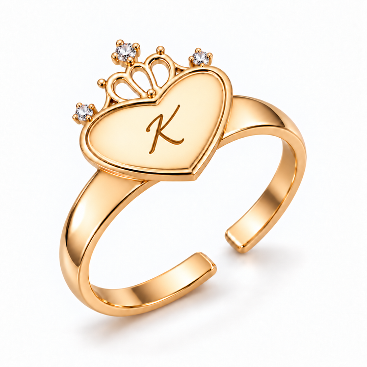 Monogramm Herz Personalisierter Initialen-Mädchenring