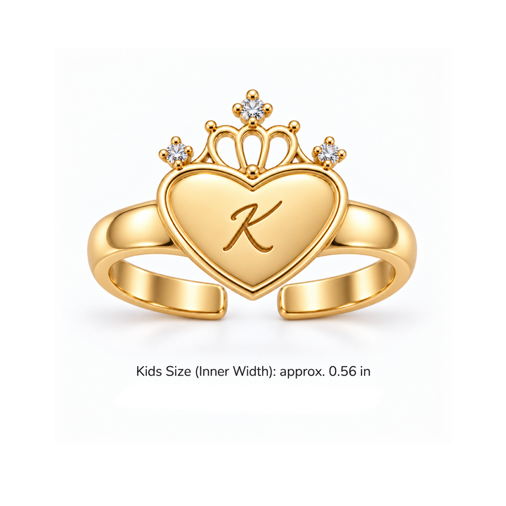 Monogramm Herz Personalisierter Initialen-Mädchenring