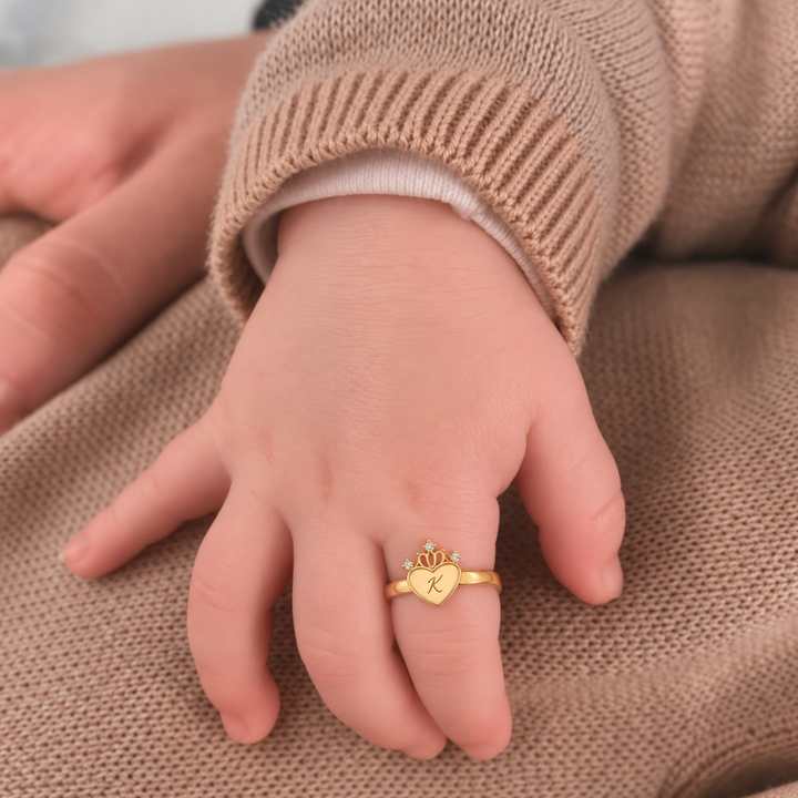 Monogramm Herz Personalisierter Initialen-Mädchenring