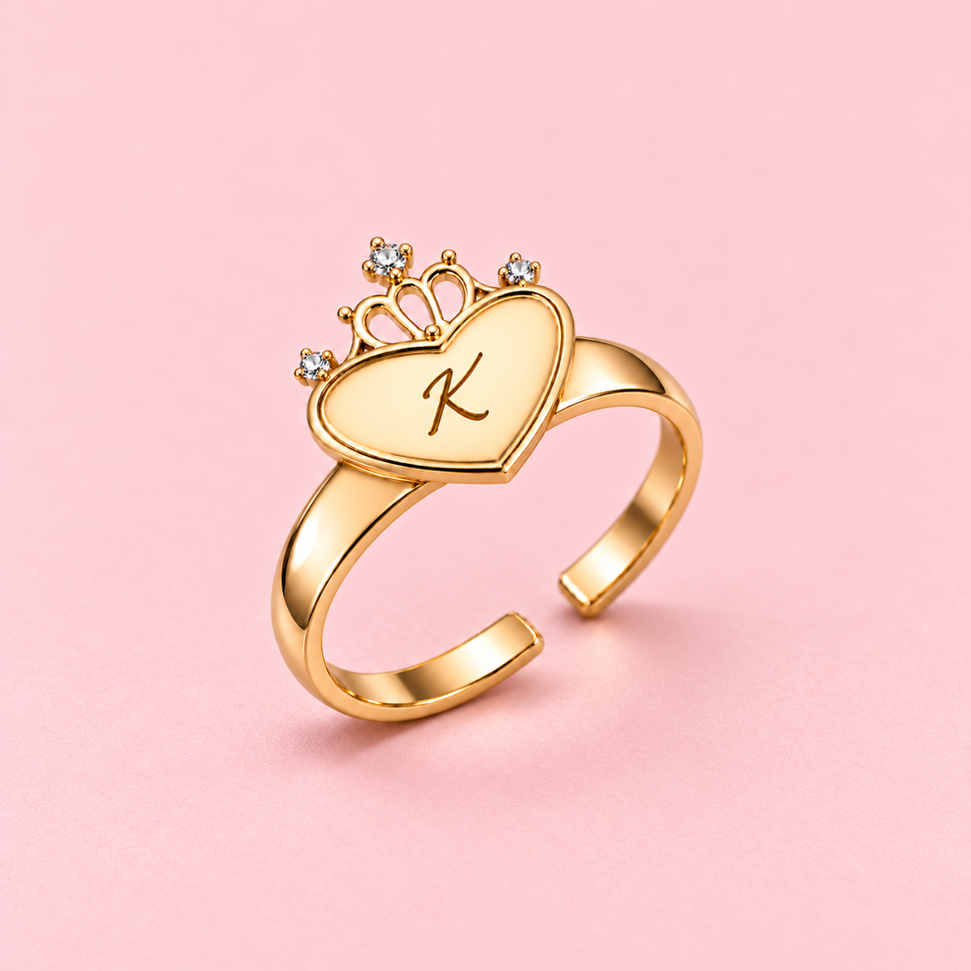 Monogramm Herz Personalisierter Initialen-Mädchenring