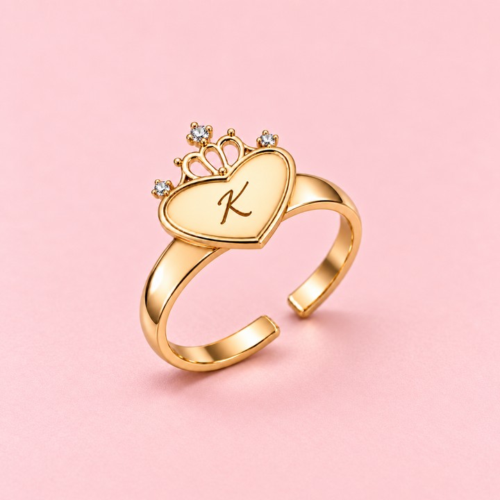 Monogramm Herz Personalisierter Initialen-Mädchenring