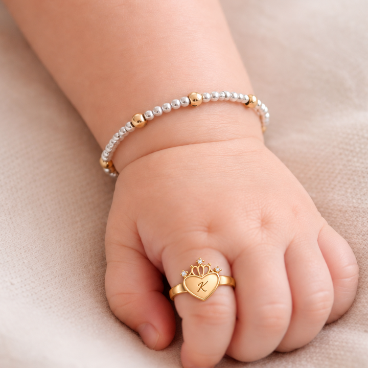 Monogramm Herz Personalisierter Initialen-Mädchenring