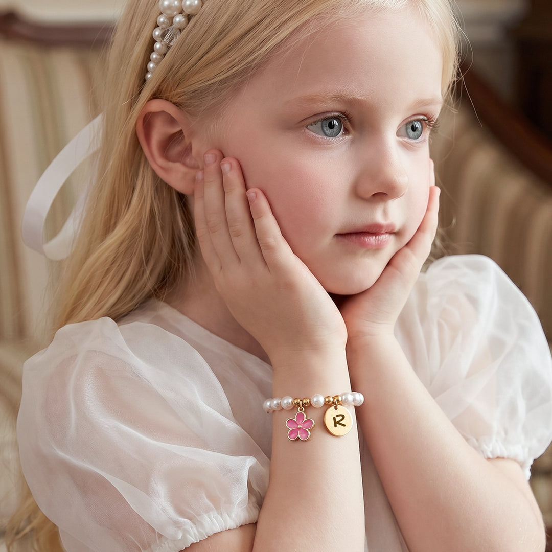 Personalisiertes Baby-Namens- und Geburtsstein-Armband 