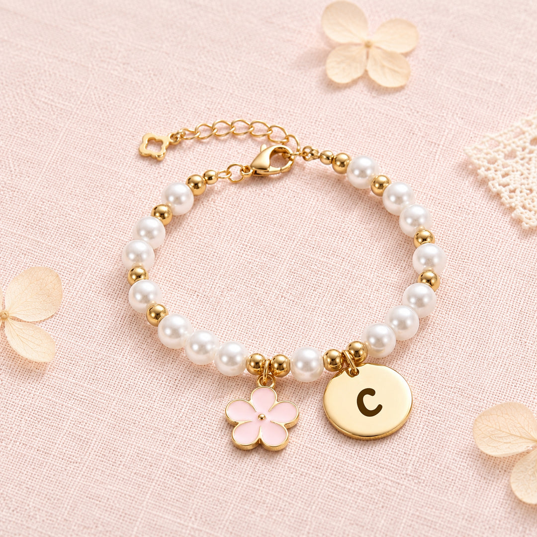 Personalisiertes Baby-Namens- und Geburtsstein-Armband 