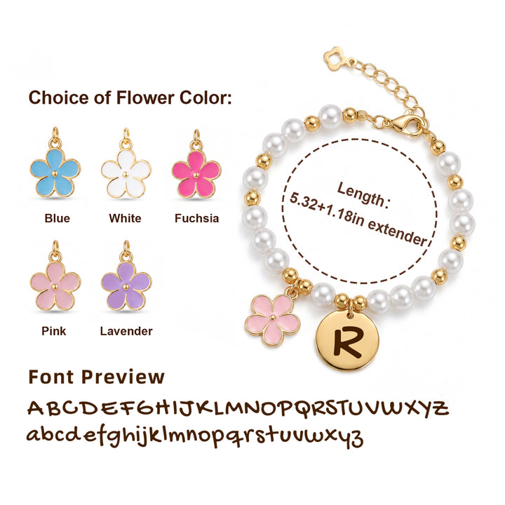 Personalized Initial Flower Girl Bracelet & Necklace Set