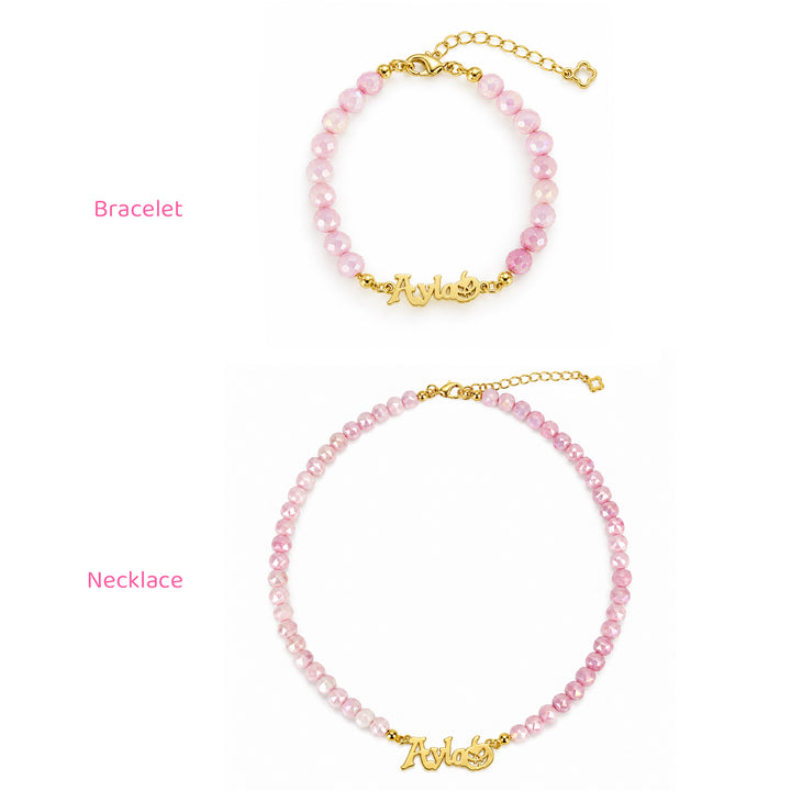 Personalisiertes Kinderkreuz- und Perlenarmband mit Initialen 