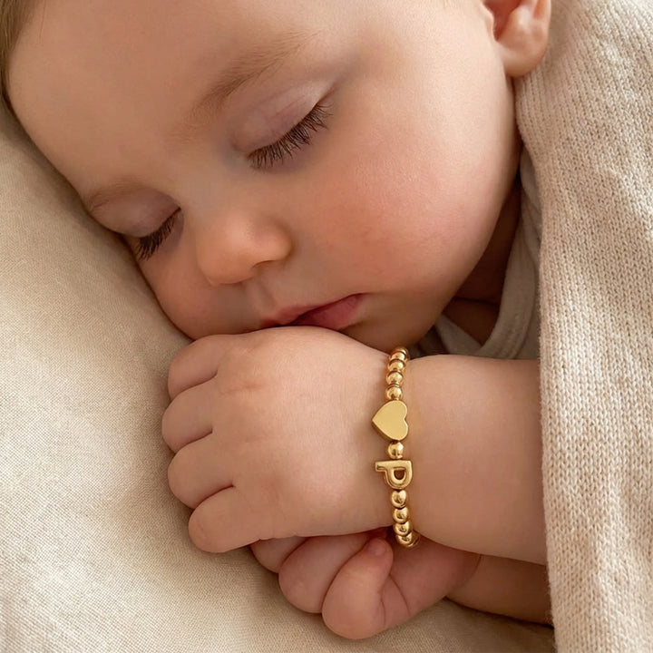 Personalized Kids Gold Bead Initial Bracelet