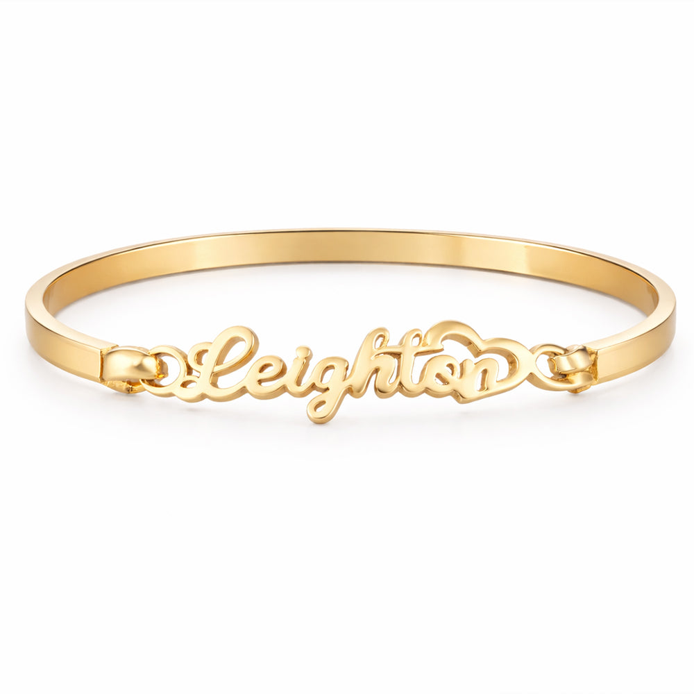 Personalized Kids Name Bangle Bracelet with Heart