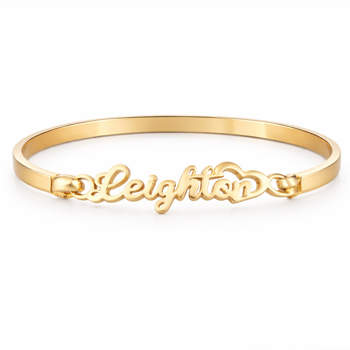Personalized Kids Name Bangle Bracelet with Heart