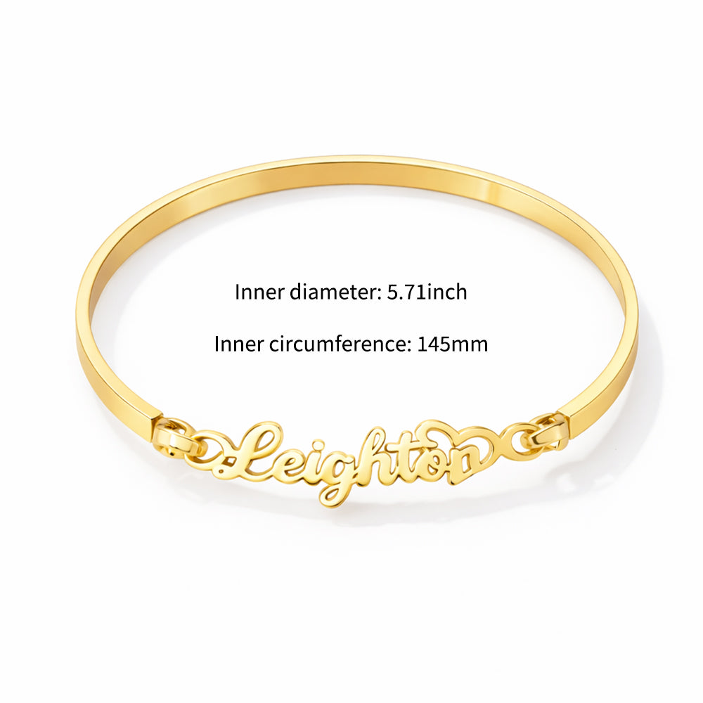 Personalized Kids Name Bangle Bracelet with Heart