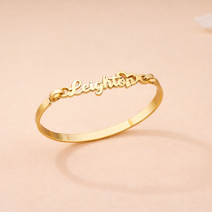 Personalized Kids Name Bangle Bracelet with Heart