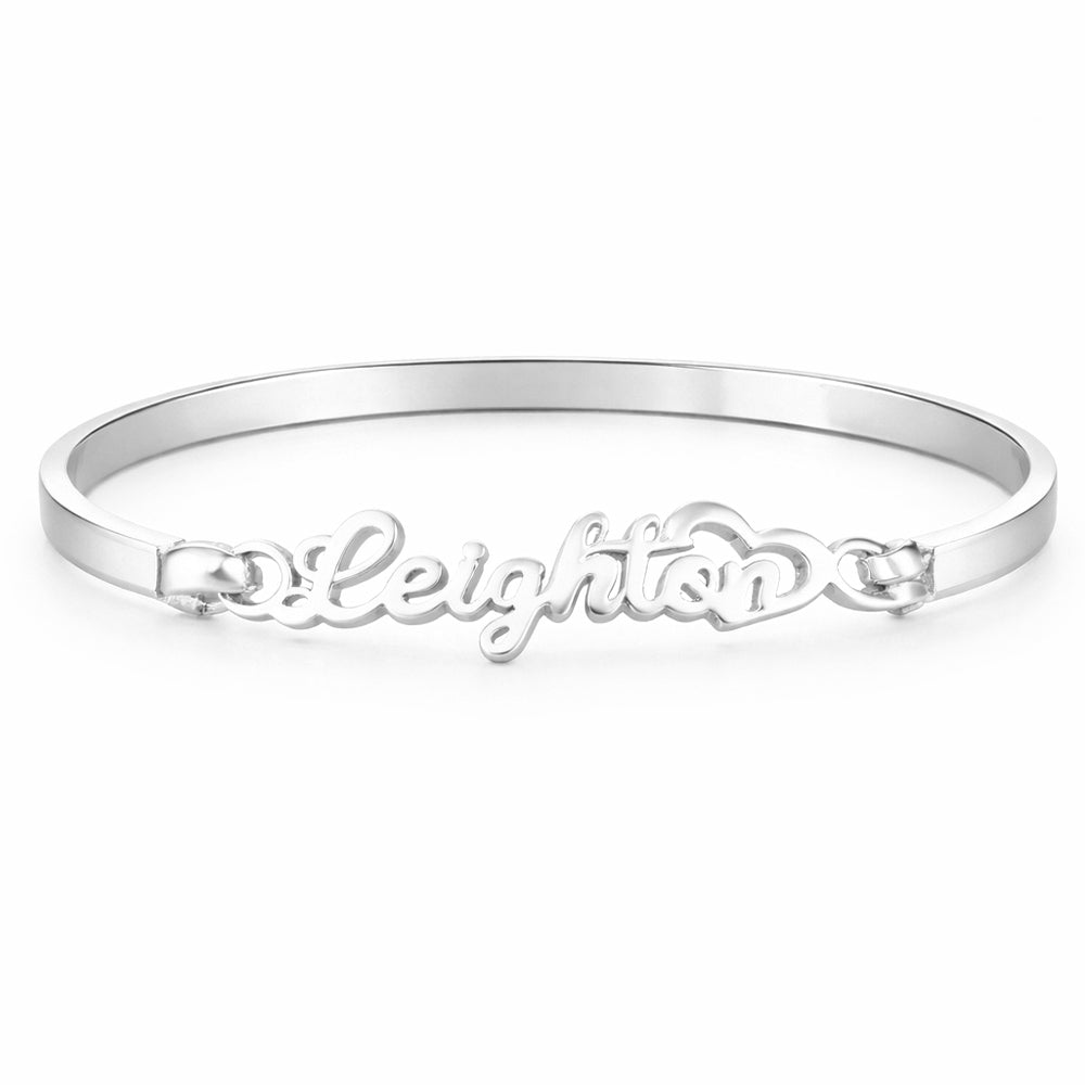 Personalized Kids Name Bangle Bracelet with Heart