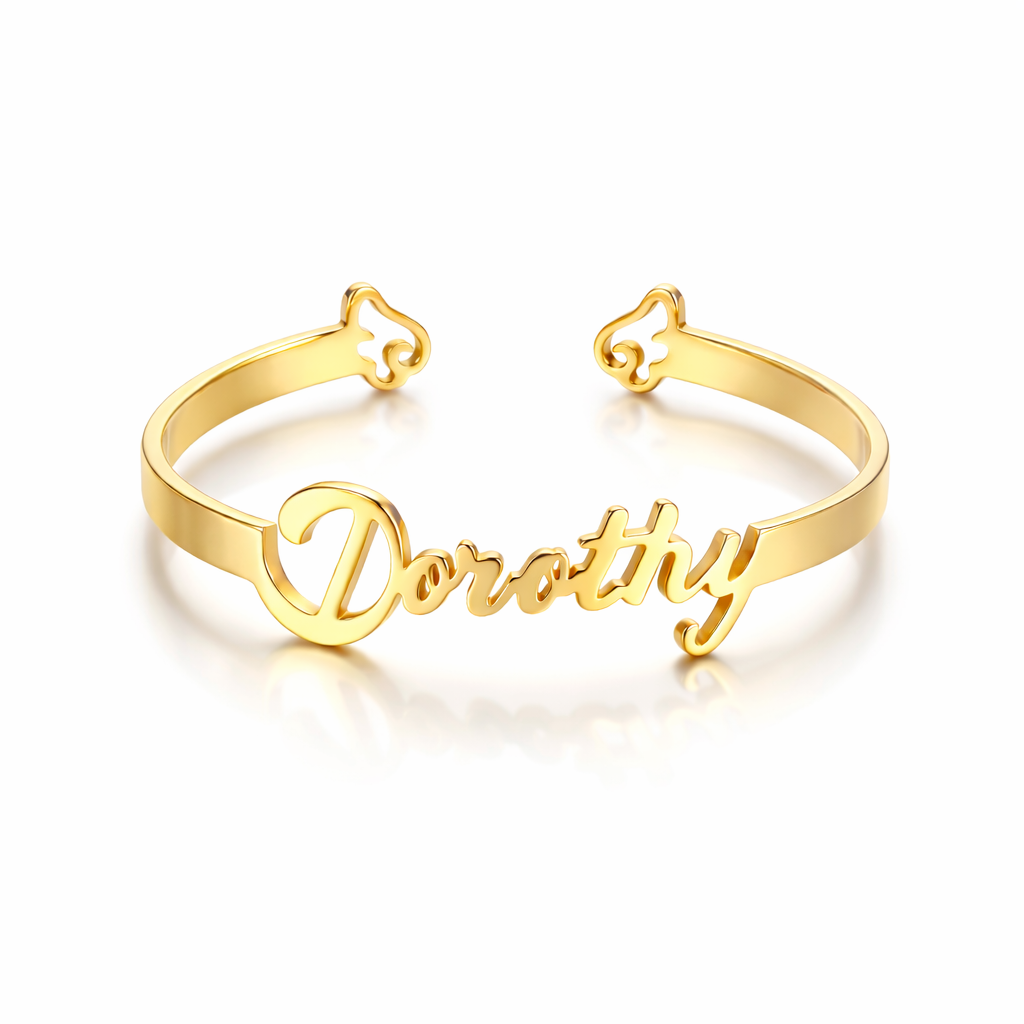 Personalized Baby Name Cuff Bracelet with Angel Wings